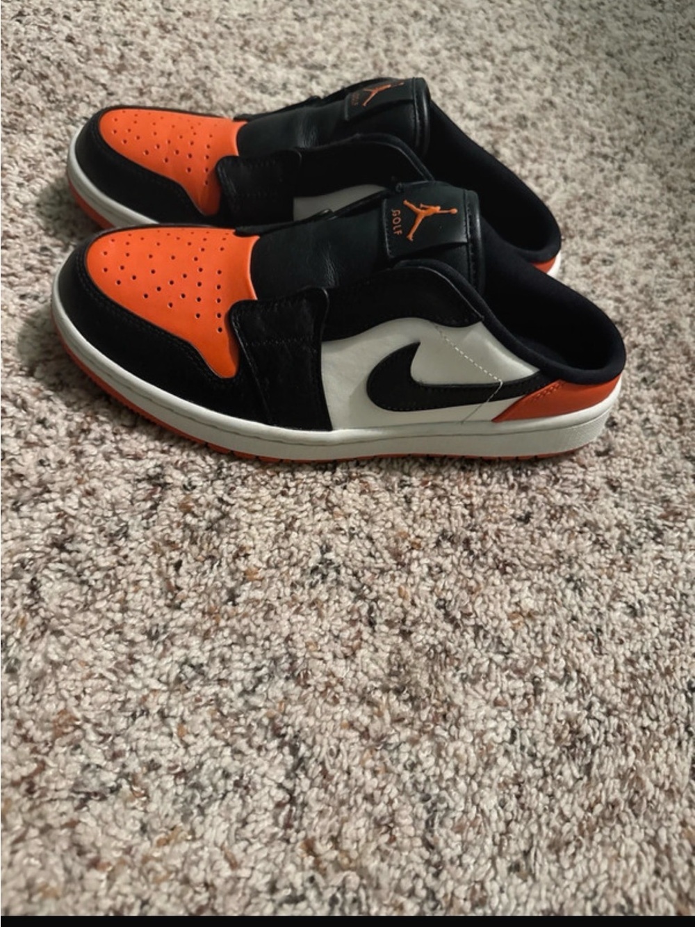 Nike Orange Black White Slip-On Sneaker Mules